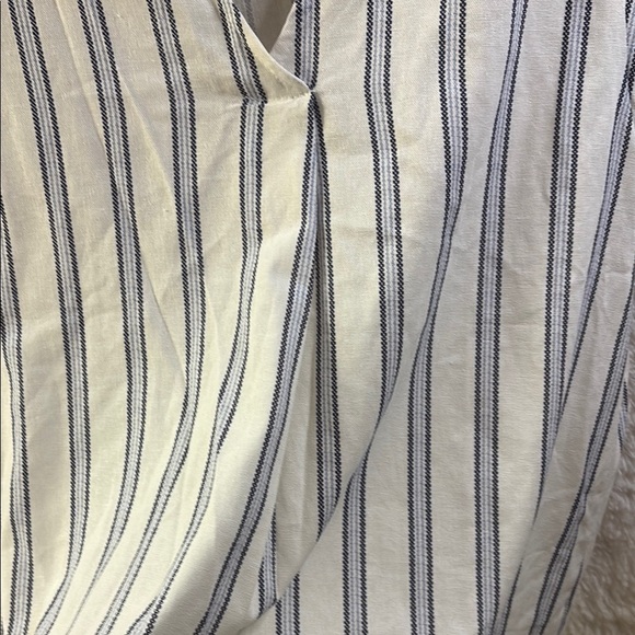 Cream and Blue Striped Women's Blouse - Picture 4 of 6